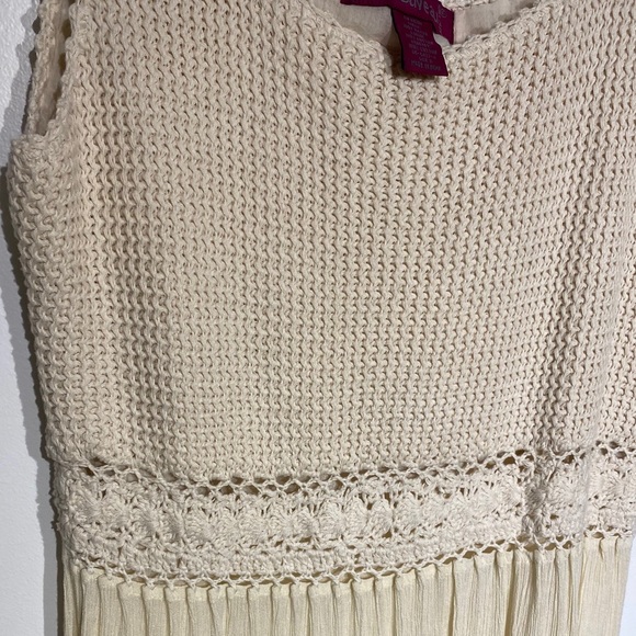 NWT Mix Nouveau Ivory Boho Open Knit Work Maxi Dress - Picture 9 of 15